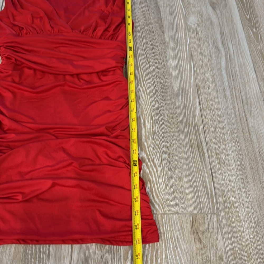 Superdown Farrah Red Ruched V-Neck Sleeveless Dress S - Picture 11 of 13